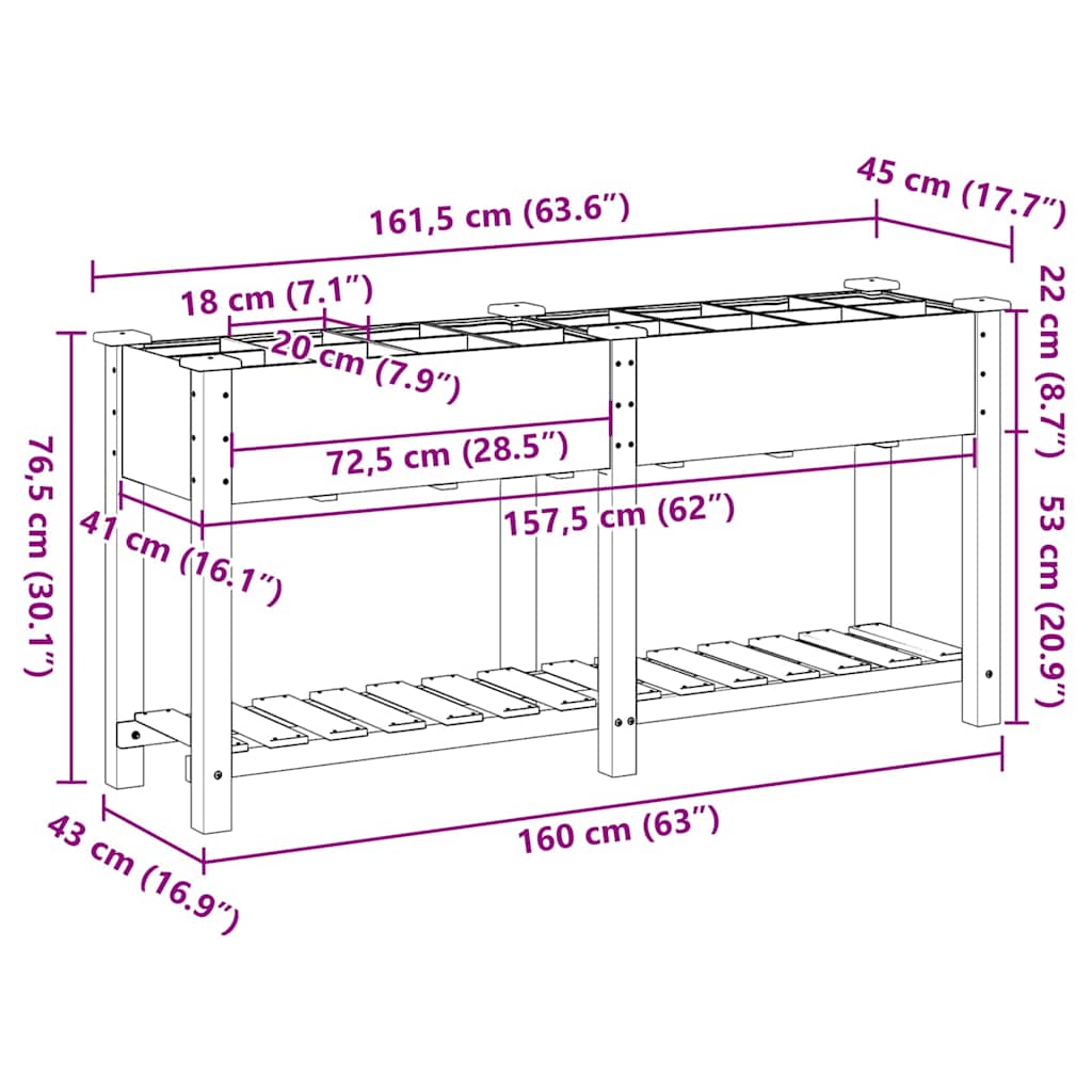 Have Blomsterkrukke Beige 161,5 x 45 x 76,5 cm Massivt Fyrretræ