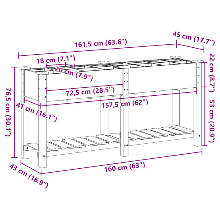 Have Blomsterkrukke Beige 161,5 x 45 x 76,5 cm Massivt Fyrretræ