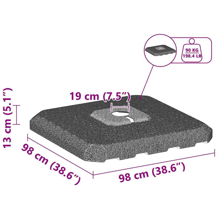 Cantilever parasolbase Sort 98 x 98 x 98 cm