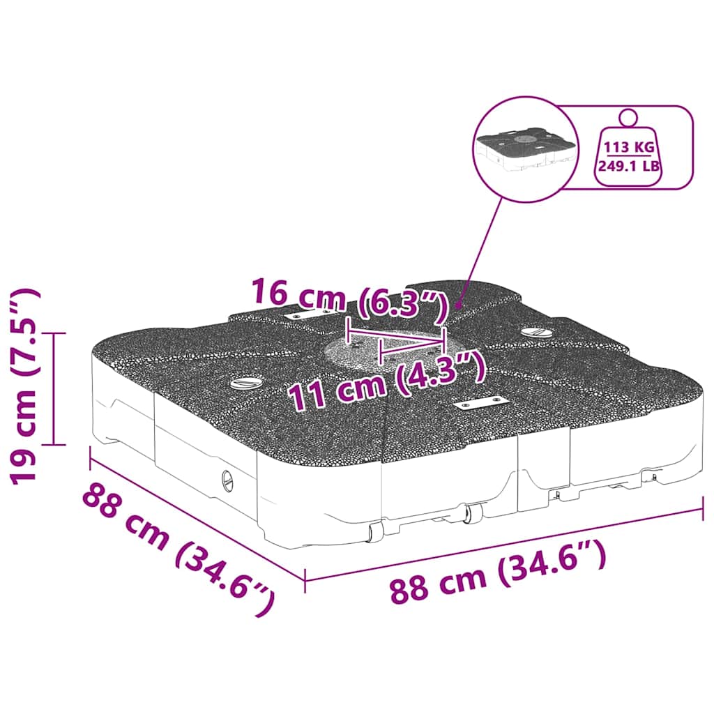 Cantilever parasolbase Sort 86 x 86 x 19 cm