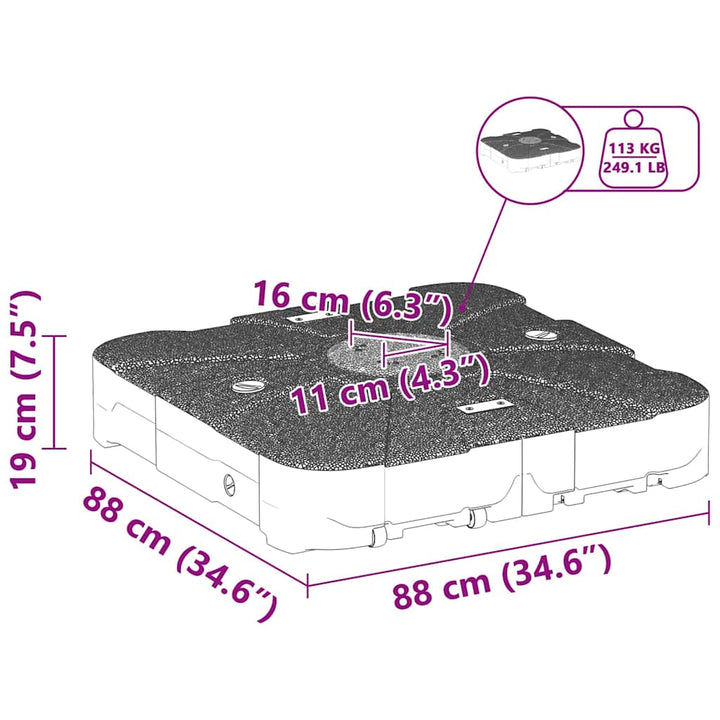 Cantilever parasolbase Sort 86 x 86 x 19 cm