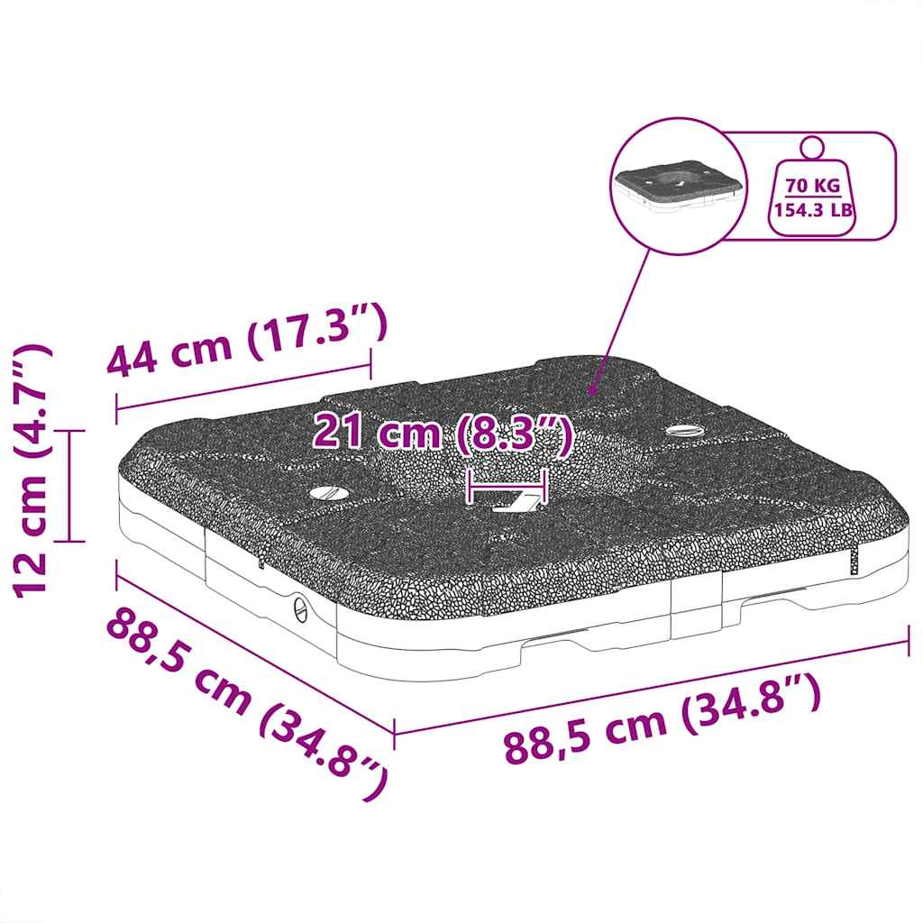 Cantilever parasolbase Sort 88,5 x 88,5 x 12 cm
