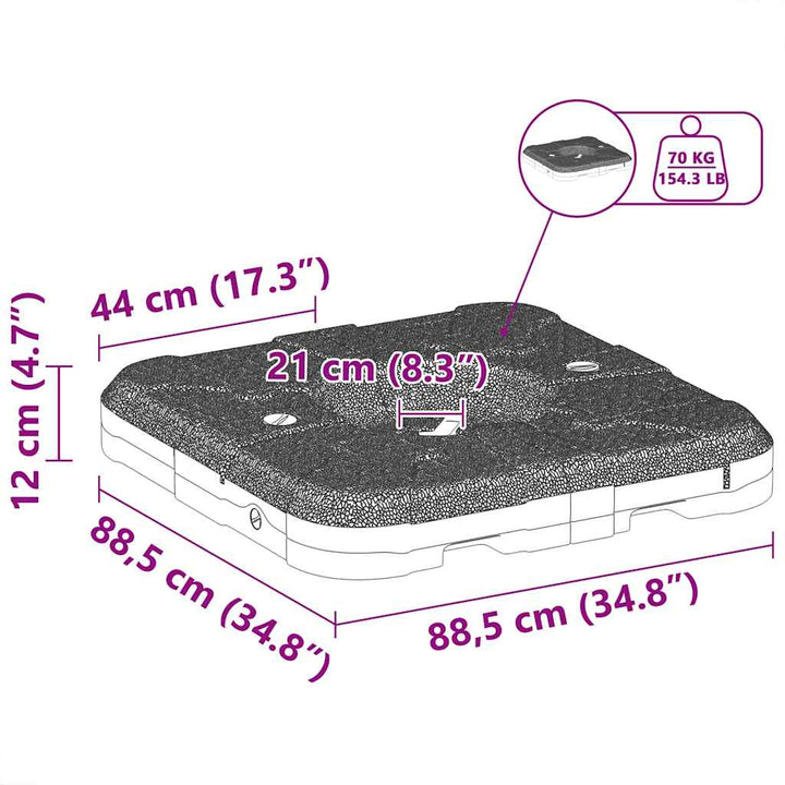 Cantilever parasolbase Sort 88,5 x 88,5 x 12 cm