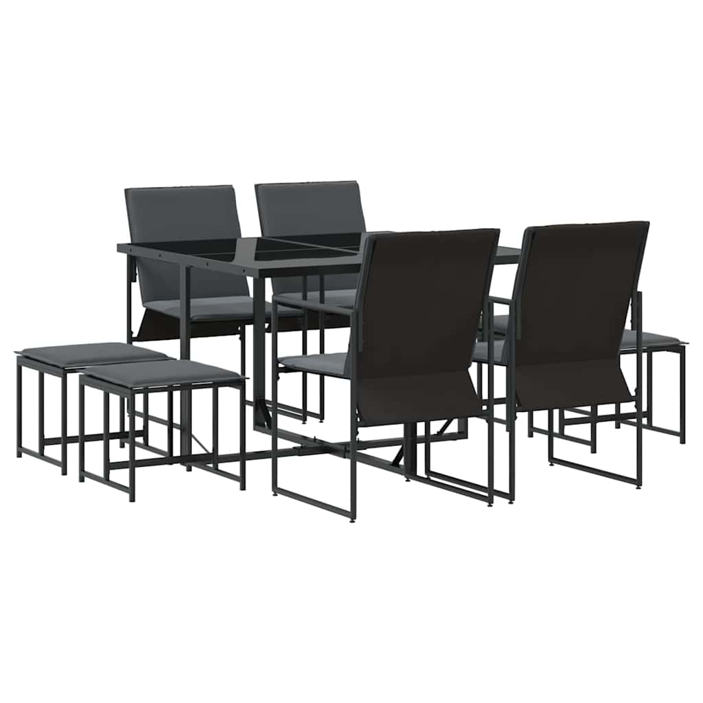 Have Spisebordssæt 9 pcs Sort Stål
