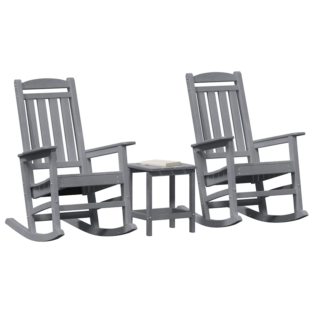 Gyngestol 3 pcs Lysegrå Polyethylen