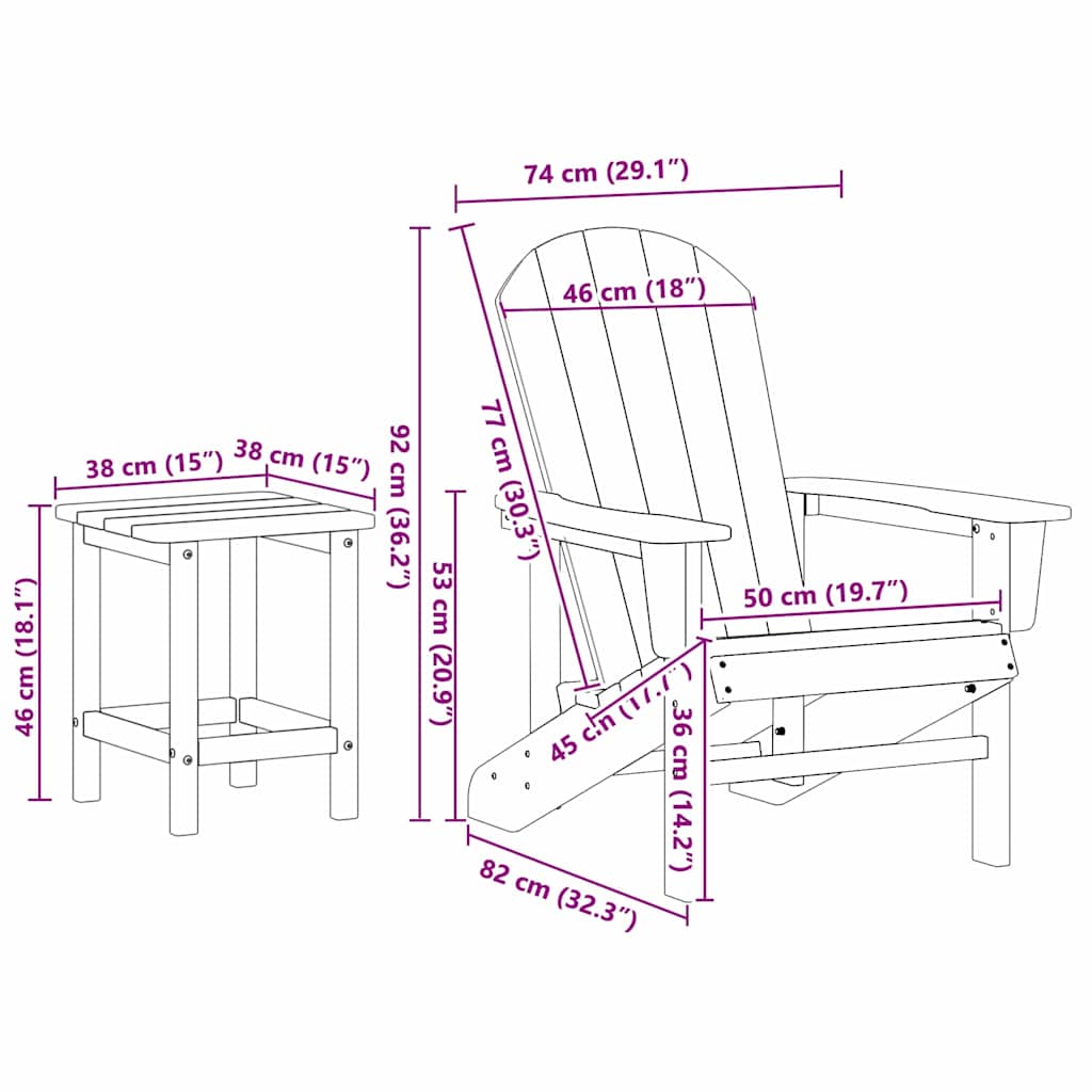 Have Stol 3 pcs Marineblå Polyethylen