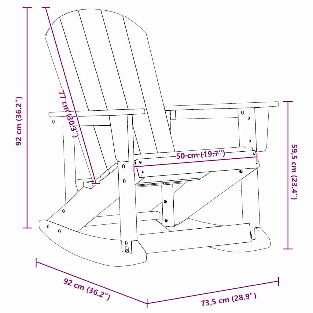 Adirondack Gyngestole 2 pcs Mørkeblå HDPE