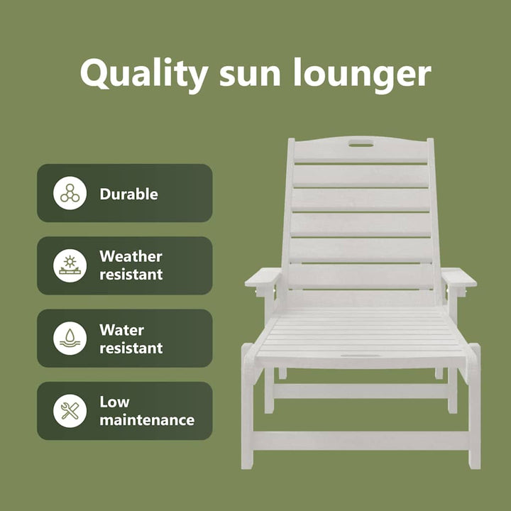 Solstol 2 pcs Hvid 195,5 x 53 x 98,5 cm Polyethylen