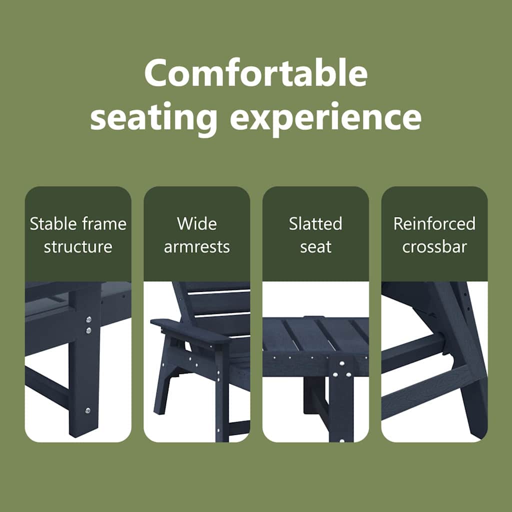 Solstol 3 pcs Marineblå Polyethylen