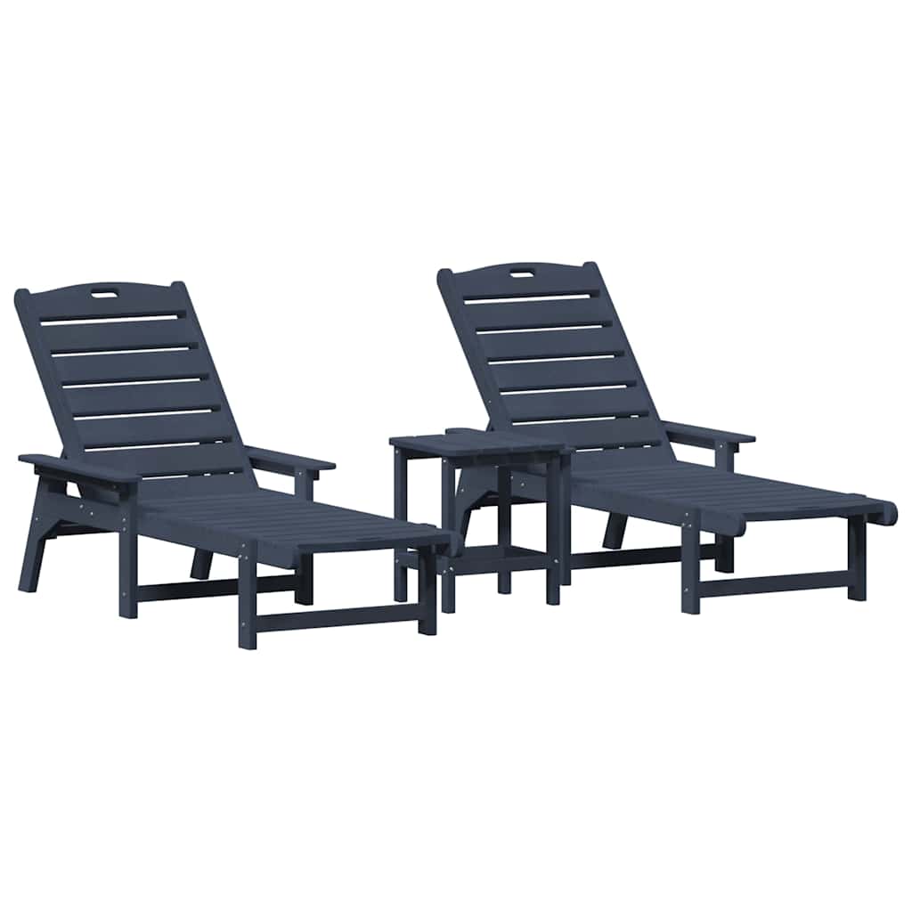 Solstol 3 pcs Marineblå Polyethylen