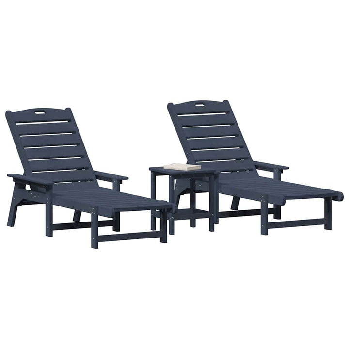 Solstol 3 pcs Marineblå Polyethylen