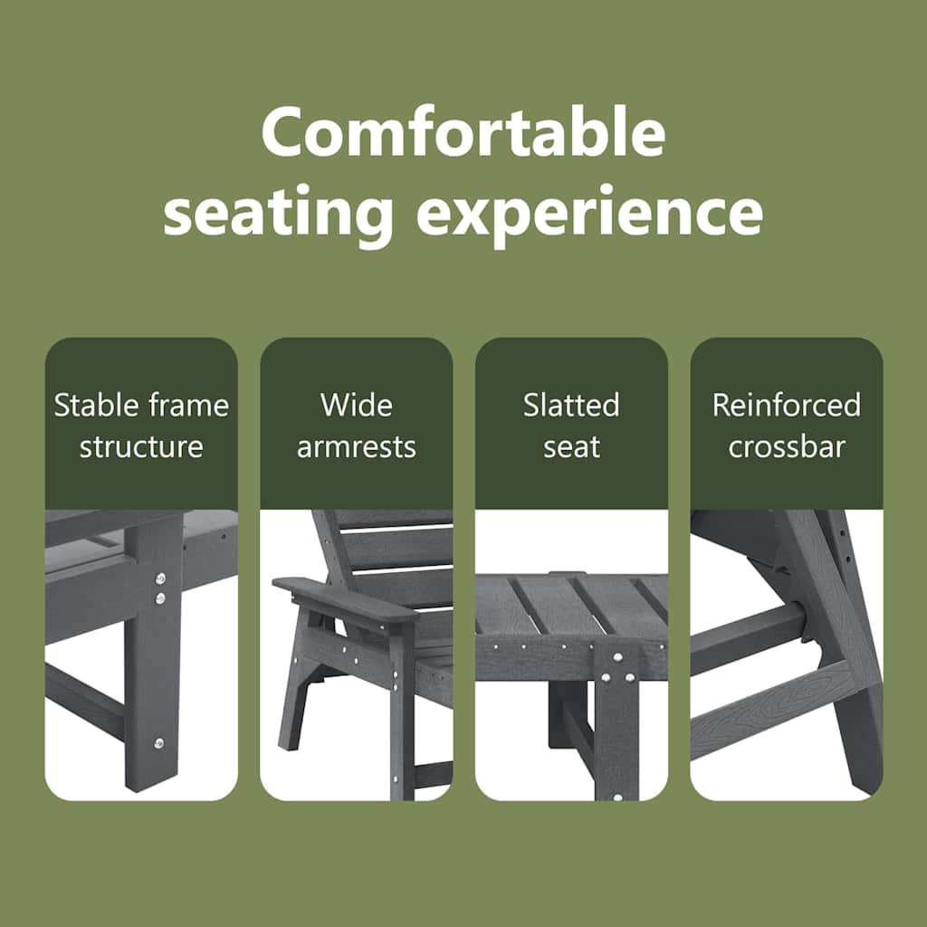 Solstol 3 pcs Lysegrå Polyethylen
