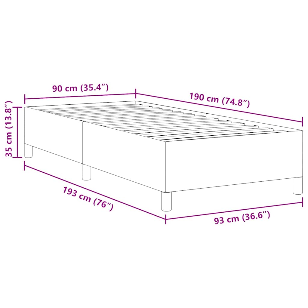 Box spring seng Mørkegrå 90 x 190 cm Velourstof