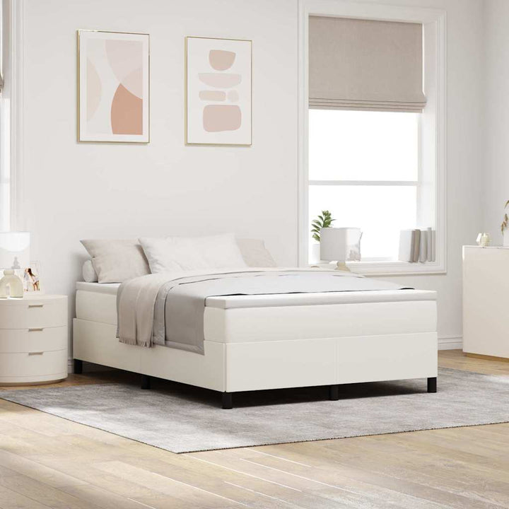Box spring seng Cremefarvet 140 x 200 cm Velourstof