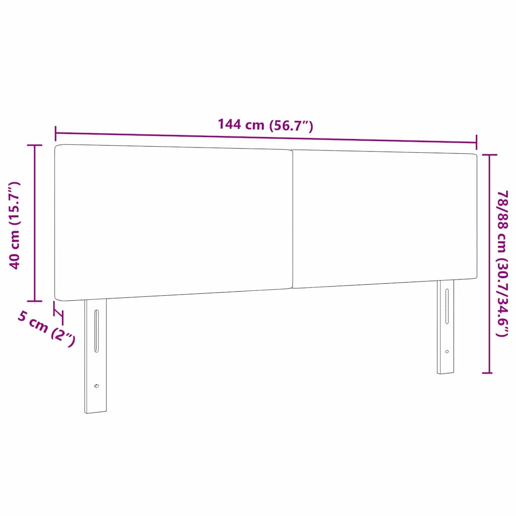 Hovedgærde Mørkegrå 144 cm Velourstof