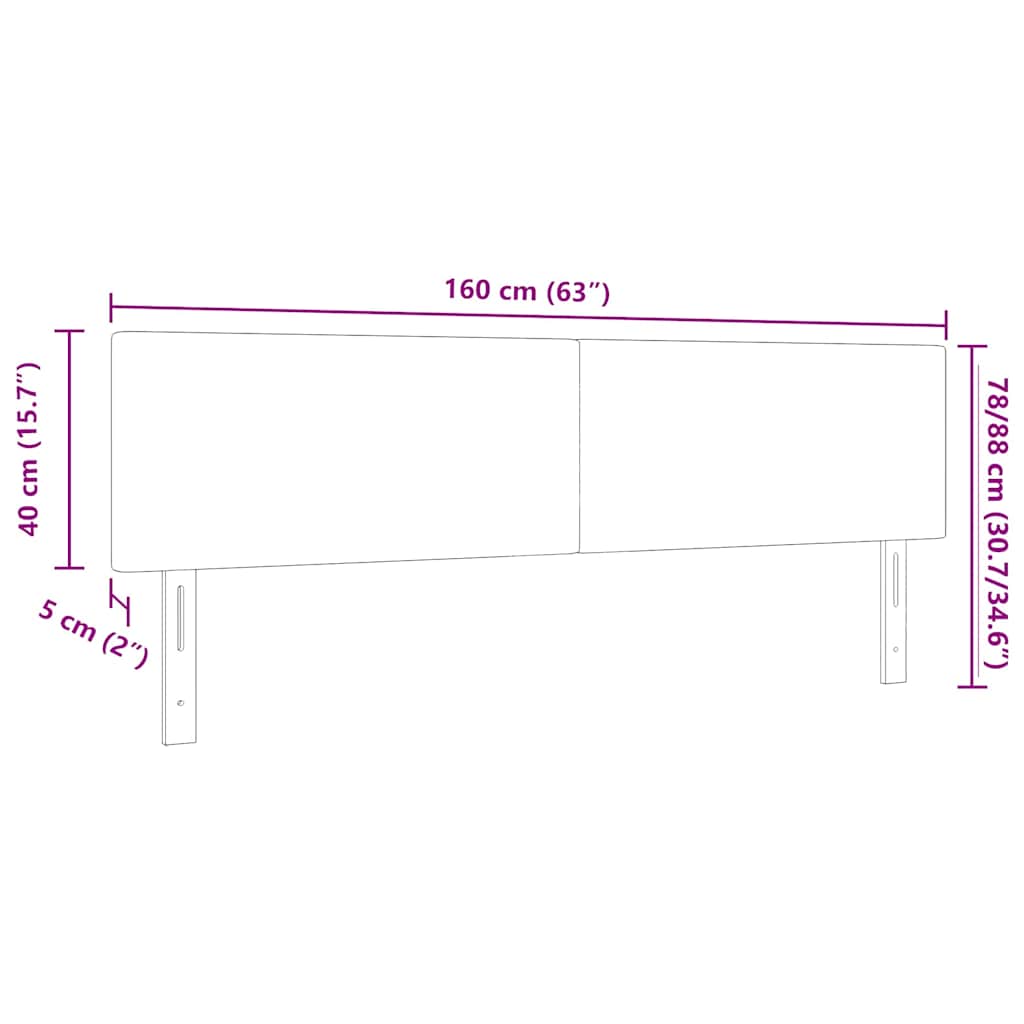Hovedgærde Mørkegrå 160 cm Velourstof