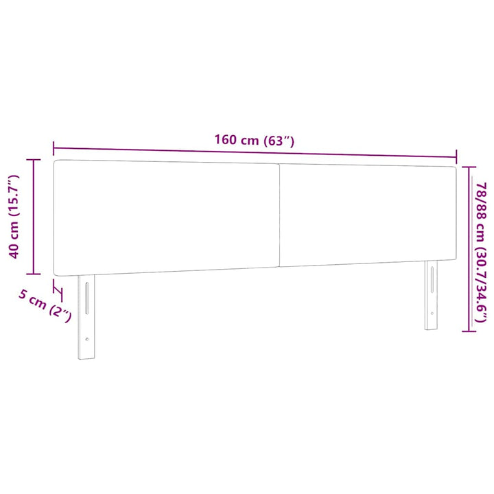 Hovedgærde Mørkegrå 160 cm Velourstof