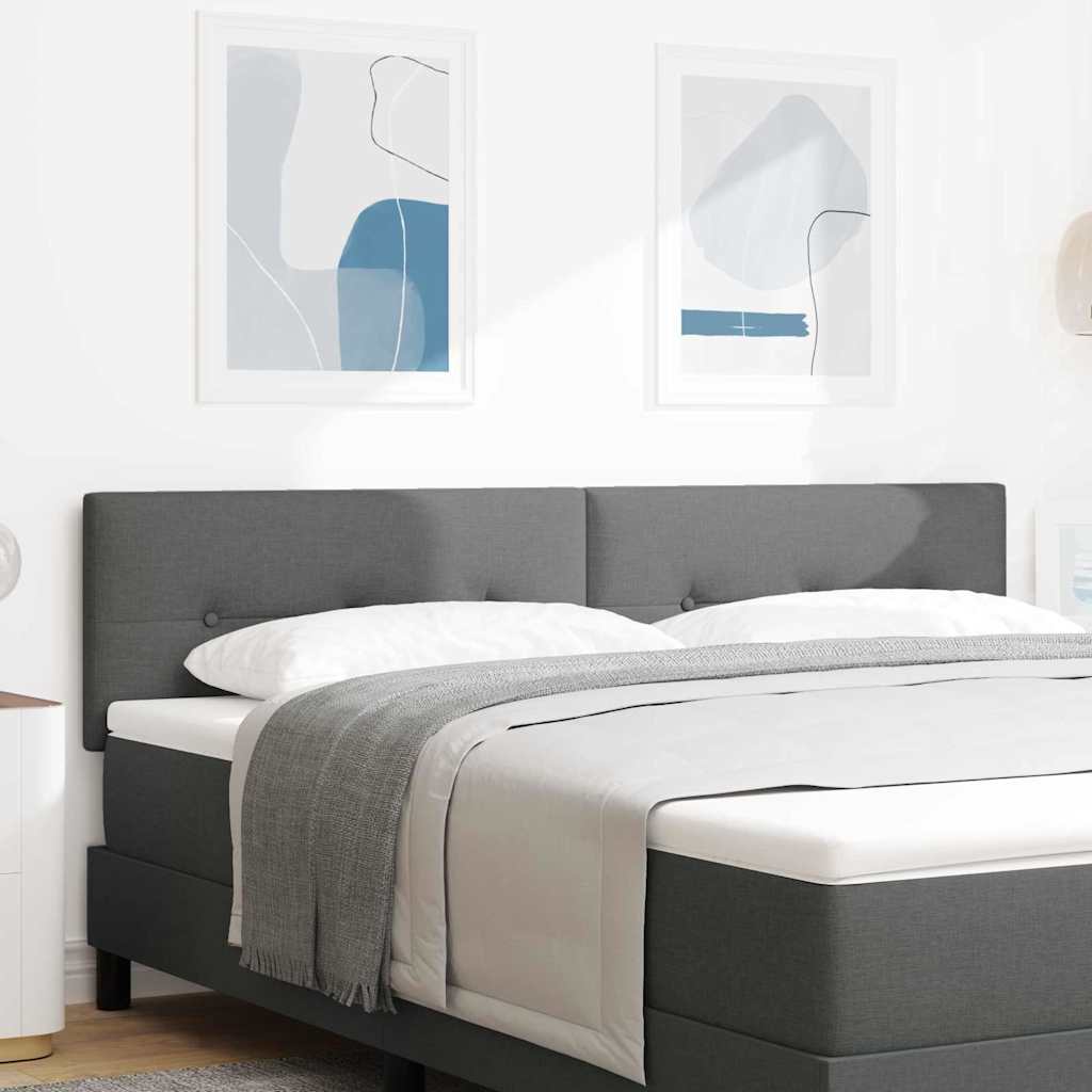 Højdejusterbart sengehoved med hovedgærde Mørkegrå 180 cm Stof