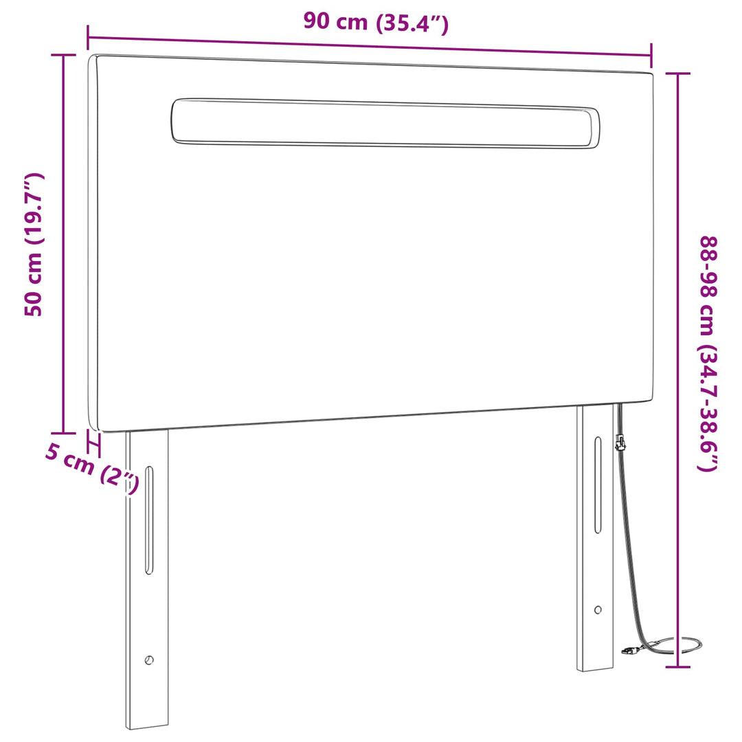 LED sengegavl Hvid 90 cm Faux læder