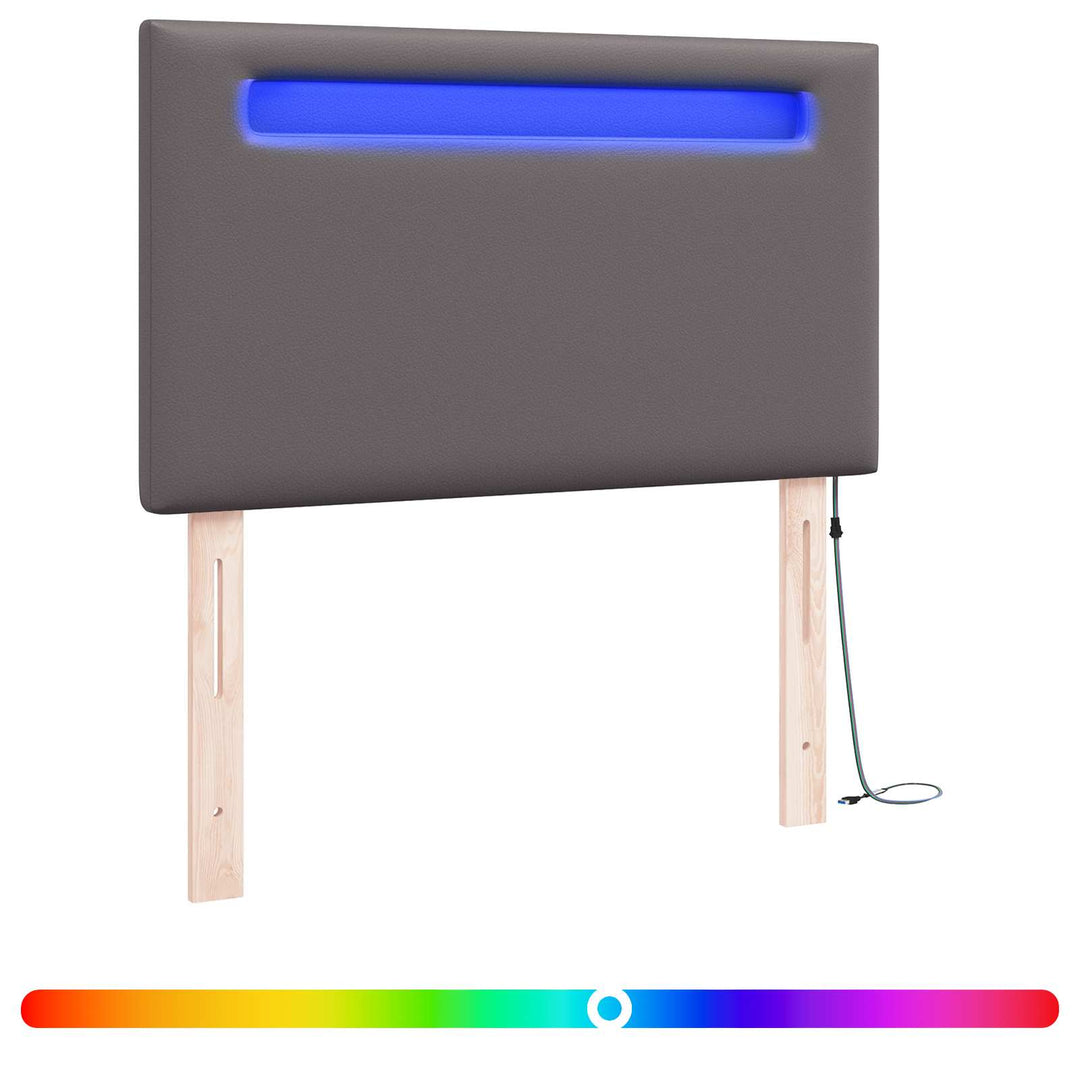 LED sengegavl Grå Faux læder