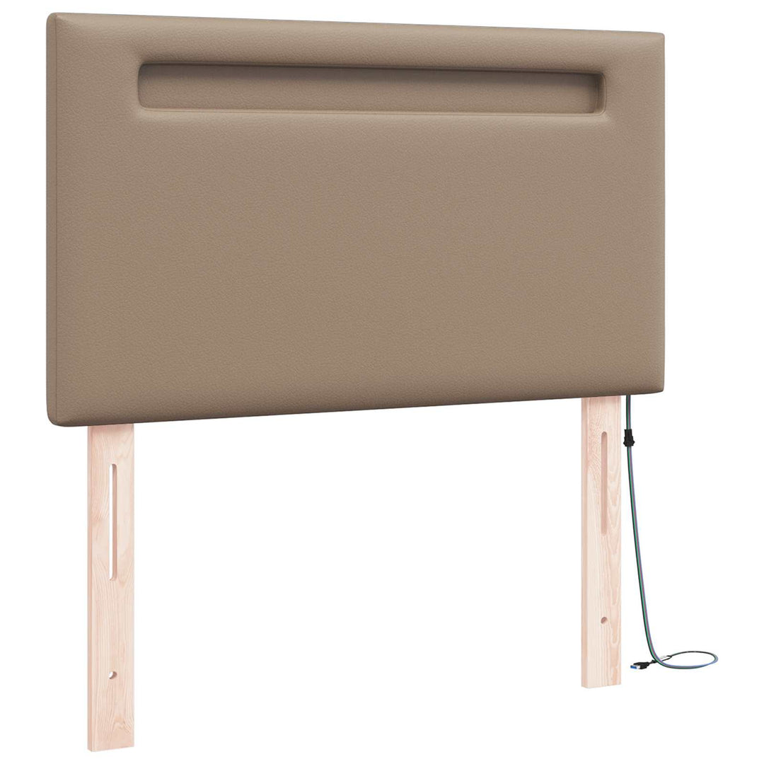 LED sengegavl Cappuccino Faux læder
