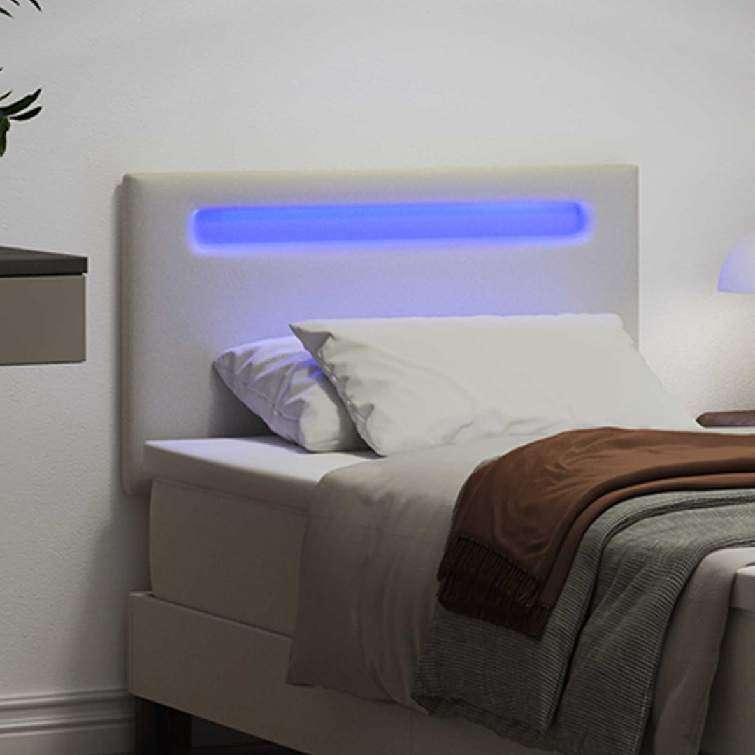 LED sengegavl Hvid Faux læder