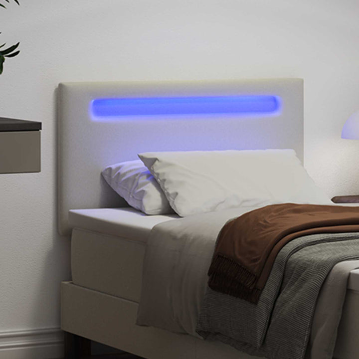 LED sengegavl Hvid Faux læder