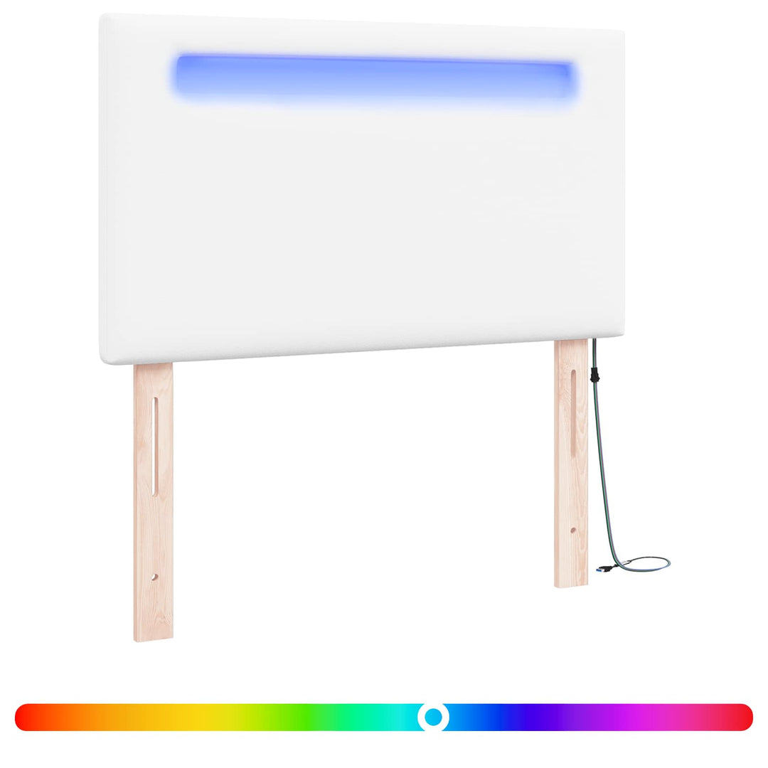 LED sengegavl Hvid Faux læder