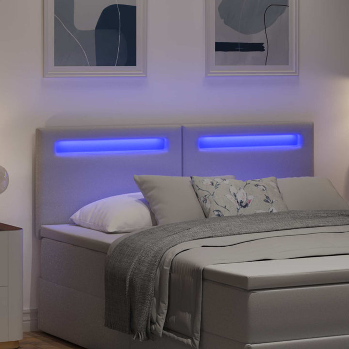 LED sengegavl Hvid 144 cm Faux læder