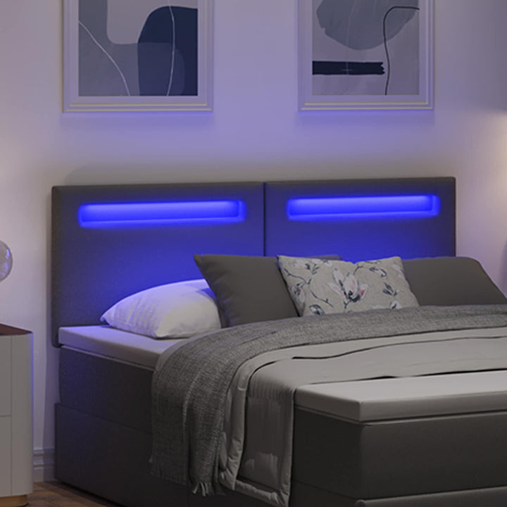 LED sengegavl Grå 144 cm Faux læder
