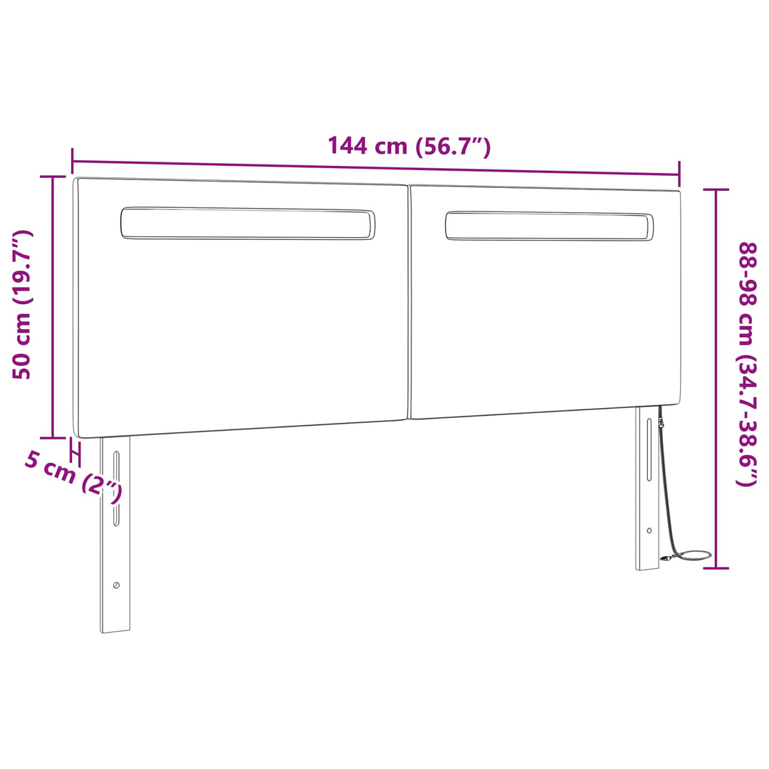 LED sengegavl Grå 144 cm Faux læder