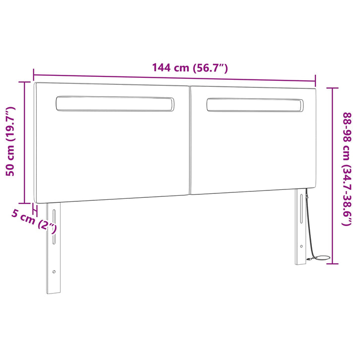 LED sengegavl Cappuccino 144 cm Faux læder