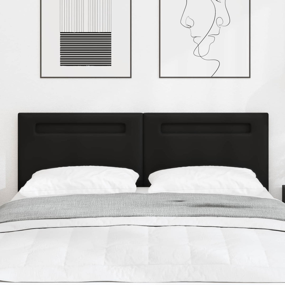 LED sengegavl Sort 160 cm Faux læder