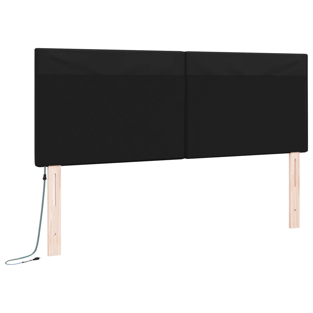 LED sengegavl Sort 160 cm Faux læder