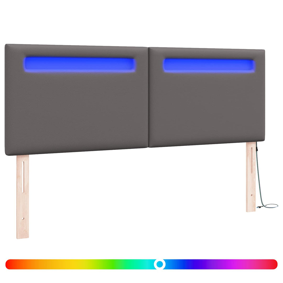 LED sengegavl Grå 160 cm Faux læder