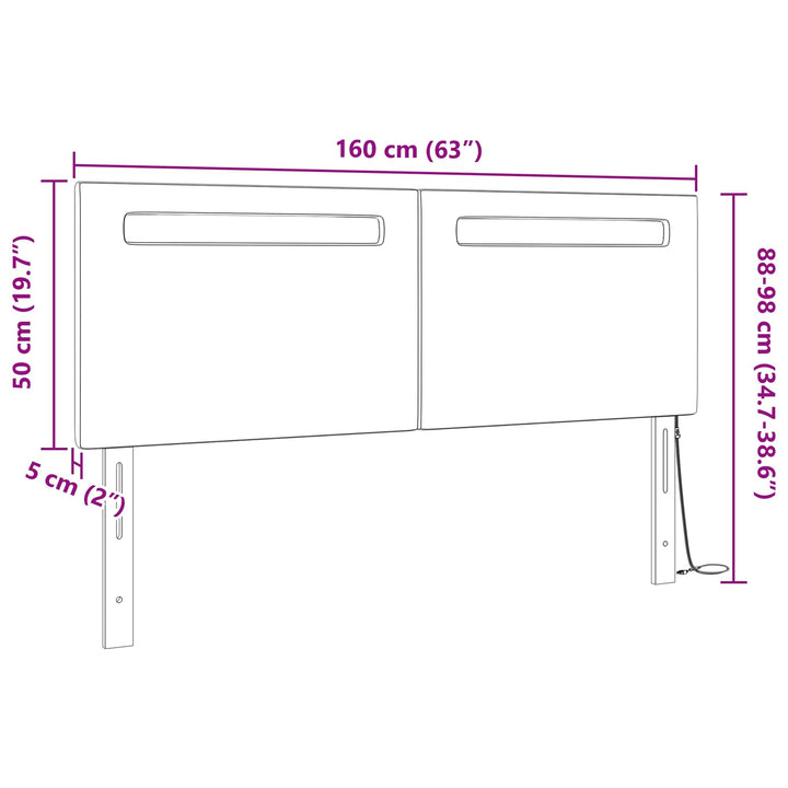 LED sengegavl Grå 160 cm Faux læder
