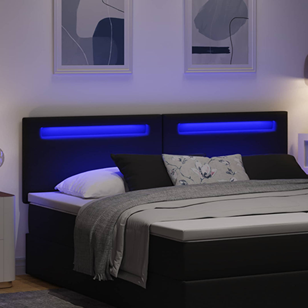 LED sengegavl Sort Faux læder