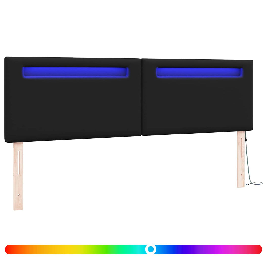 LED sengegavl Sort Faux læder