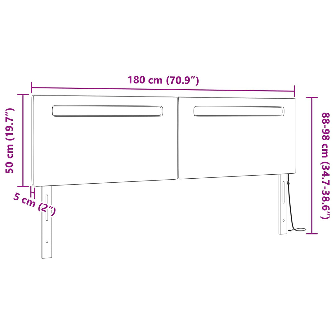 LED sengegavl Hvid 180 cm Faux læder