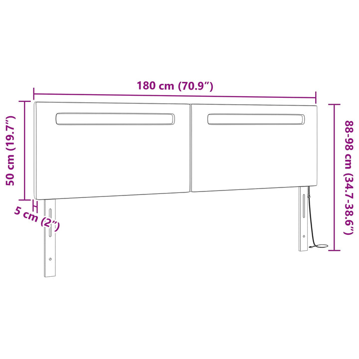 LED sengegavl Hvid 180 cm Faux læder