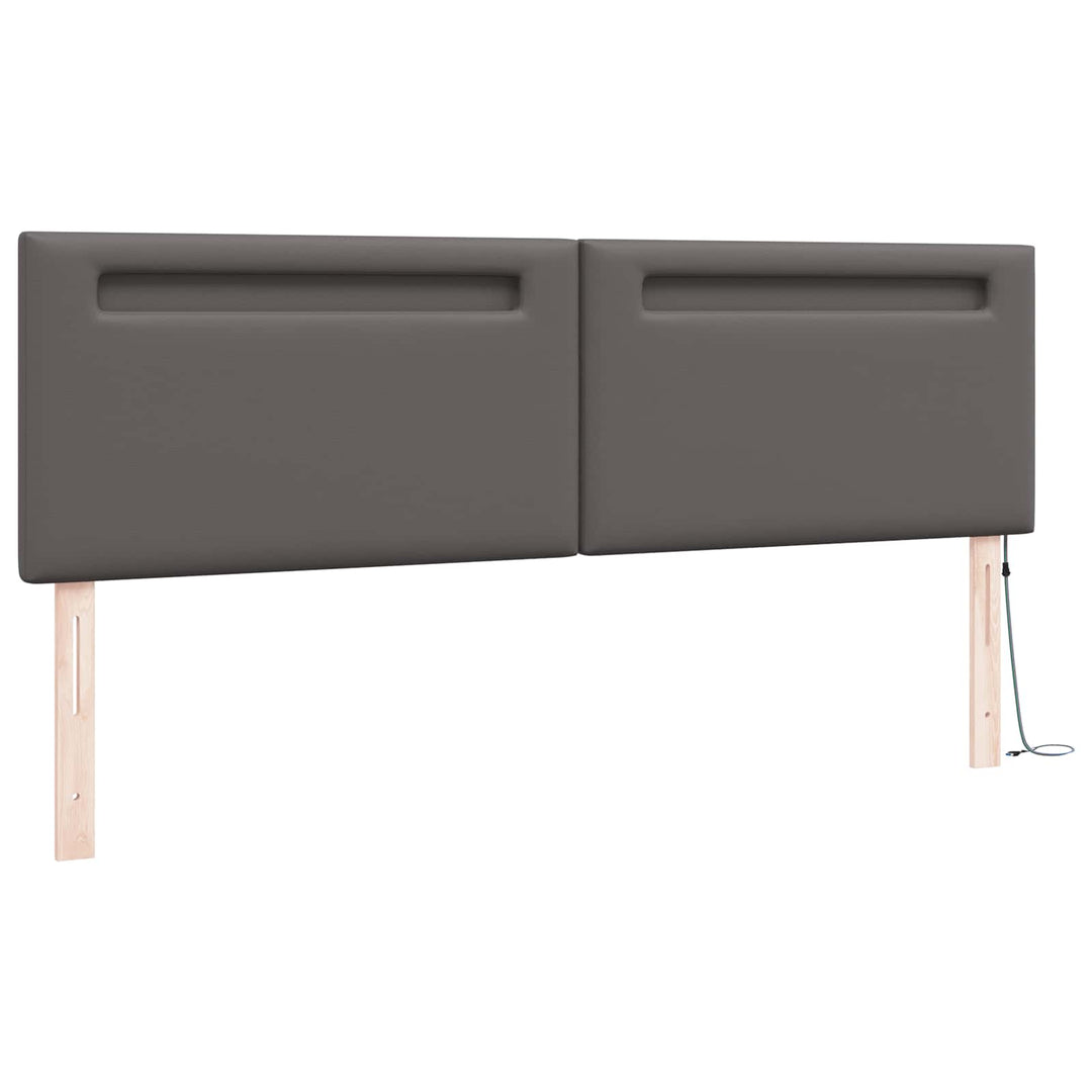 LED sengegavl Grå 180 cm Faux læder