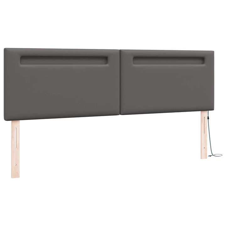 LED sengegavl Grå 180 cm Faux læder