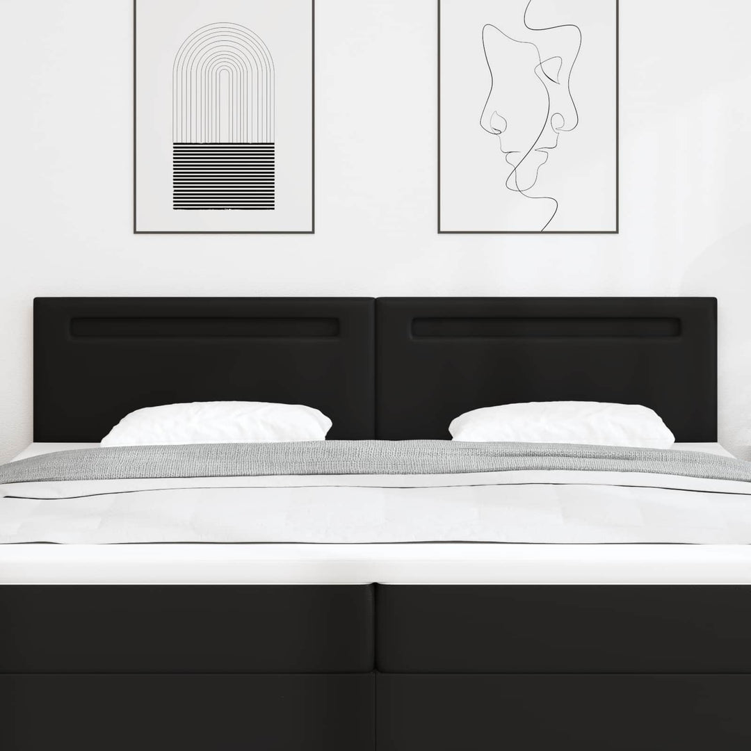 LED sengegavl Sort 200 cm Faux læder