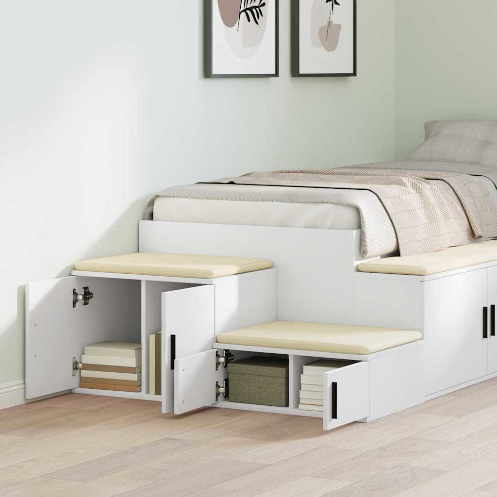Opbevaringsskab 2 pcs Hvid 127 x 41 x 40 cm Konstrueret træ