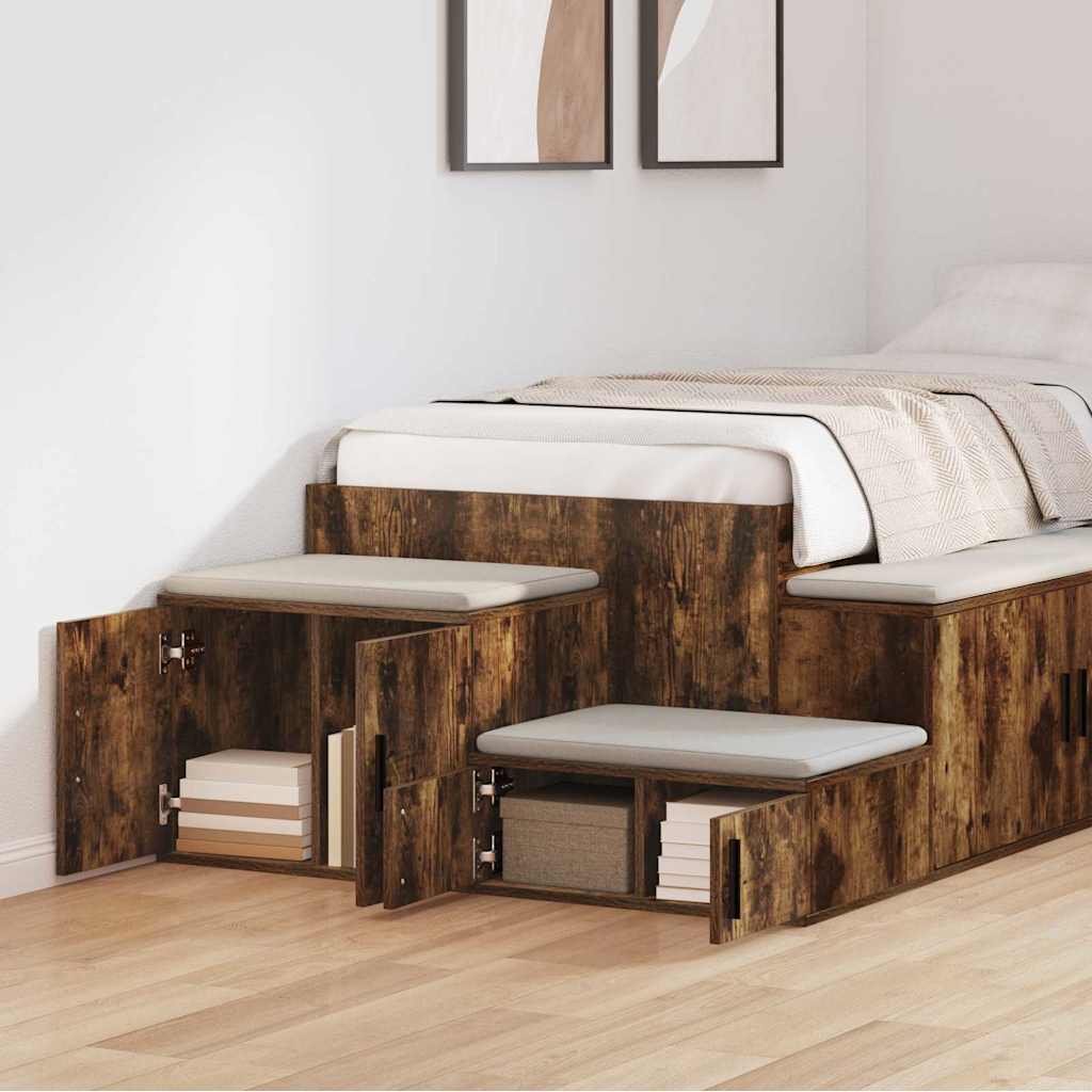 Opbevaringsskab 2 pcs Røget eg 127 x 41 x 40 cm Konstrueret træ