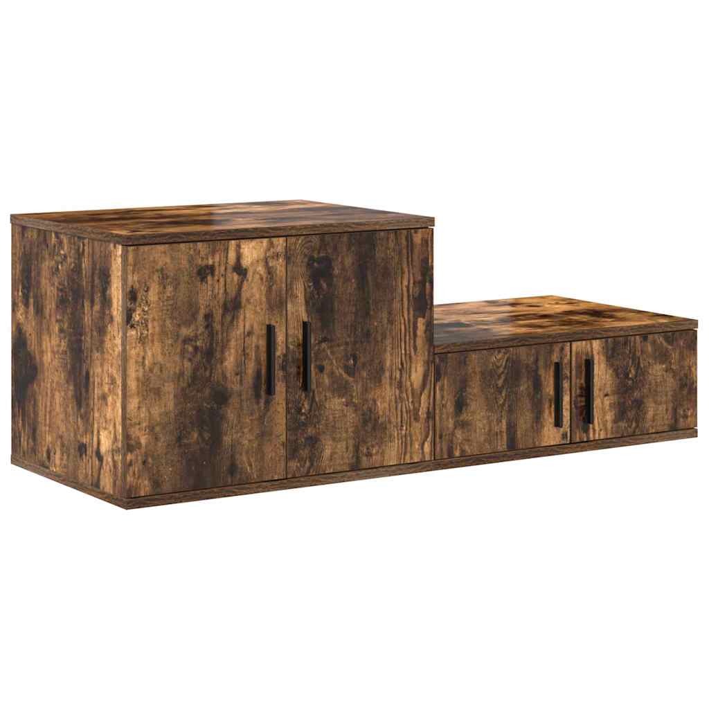 Opbevaringsskab 2 pcs Røget eg 127 x 41 x 40 cm Konstrueret træ