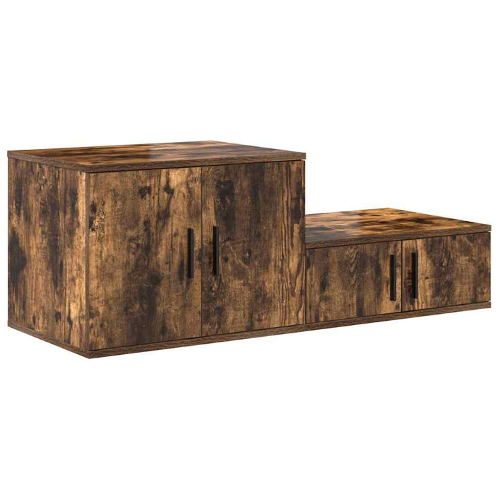 Opbevaringsskab 2 pcs Røget eg 127 x 41 x 40 cm Konstrueret træ