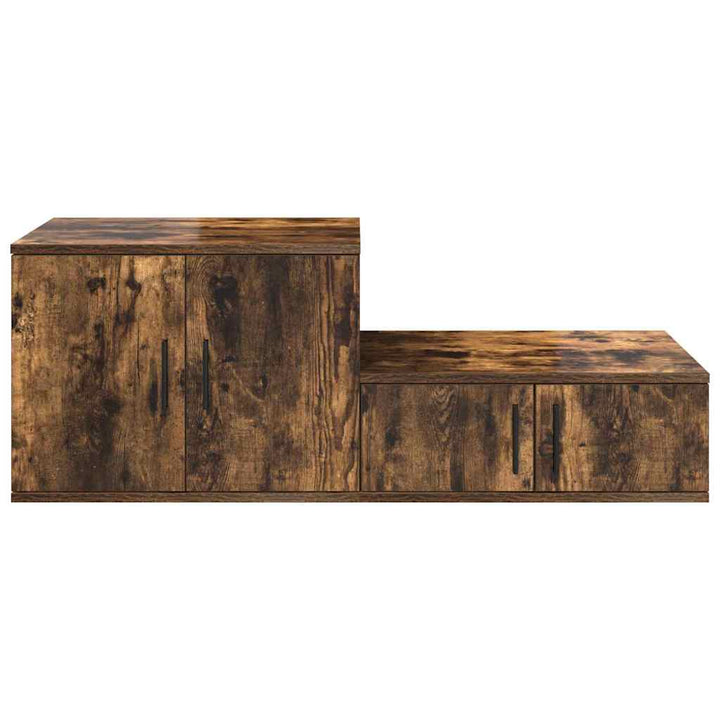 Opbevaringsskab 2 pcs Røget eg 118 x 41 x 40 cm Konstrueret træ