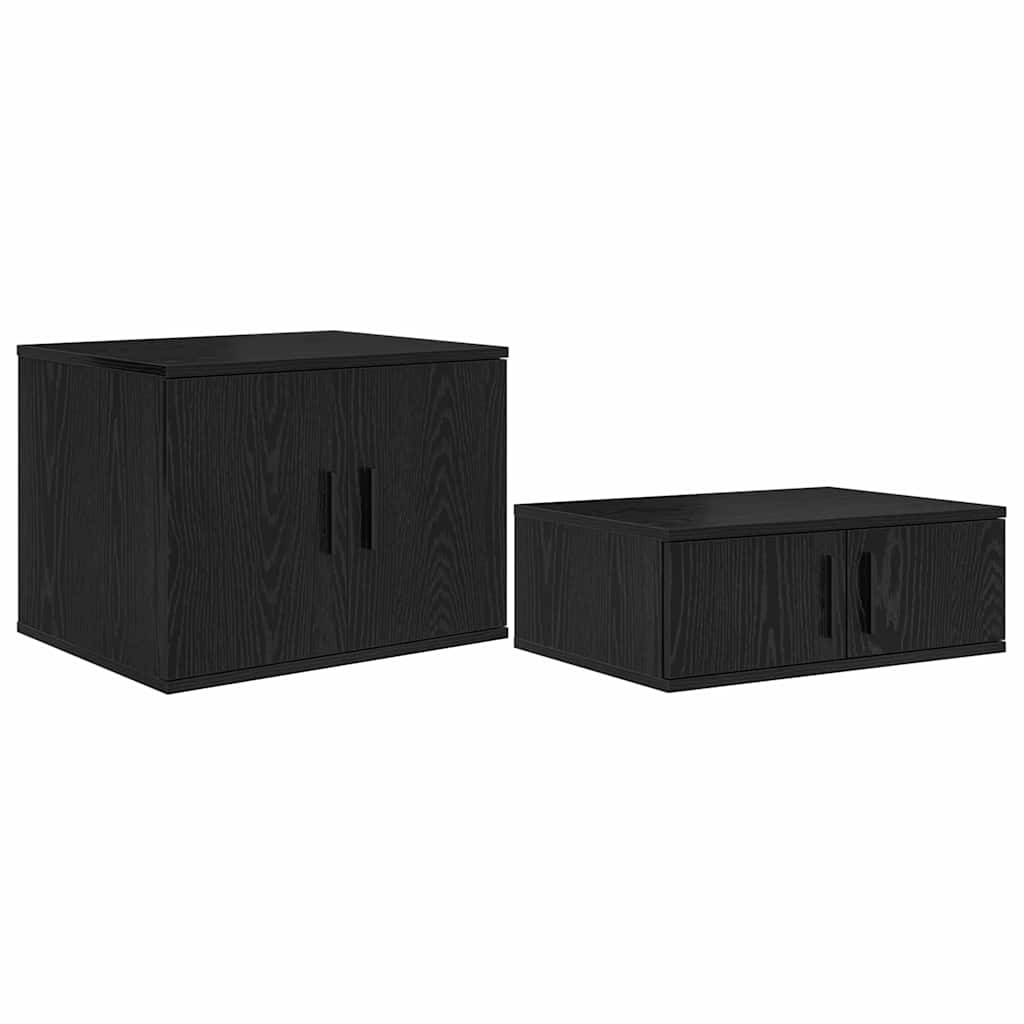 Opbevaringsskab 2 pcs Sort eg 108 x 41 x 40 cm Konstrueret træ