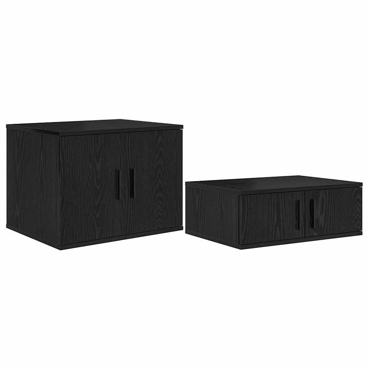 Opbevaringsskab 2 pcs Sort eg 108 x 41 x 40 cm Konstrueret træ